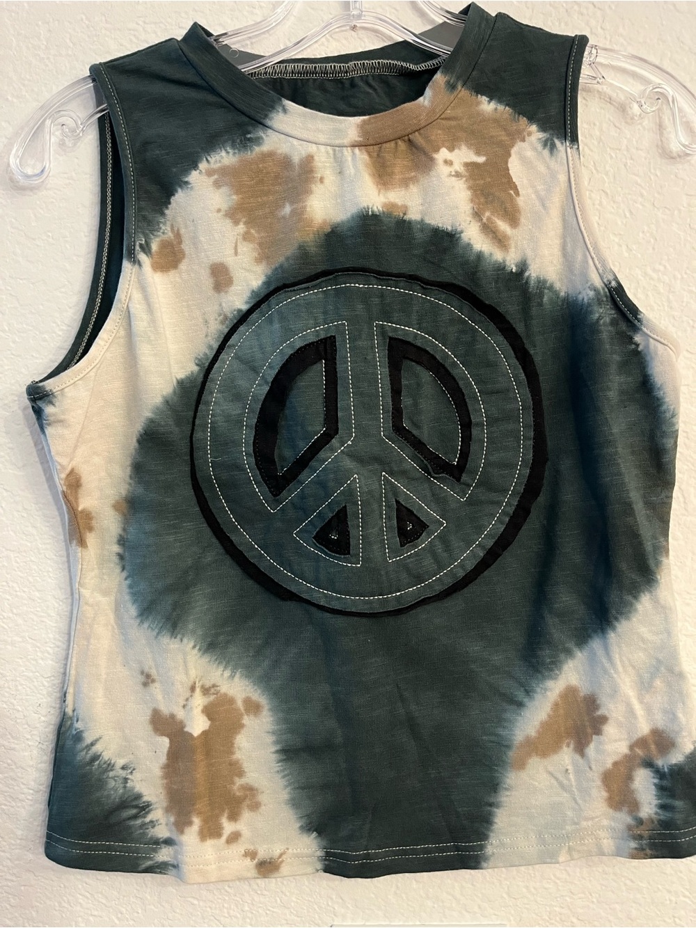 Cotton tie dye peace tank top Y2K style